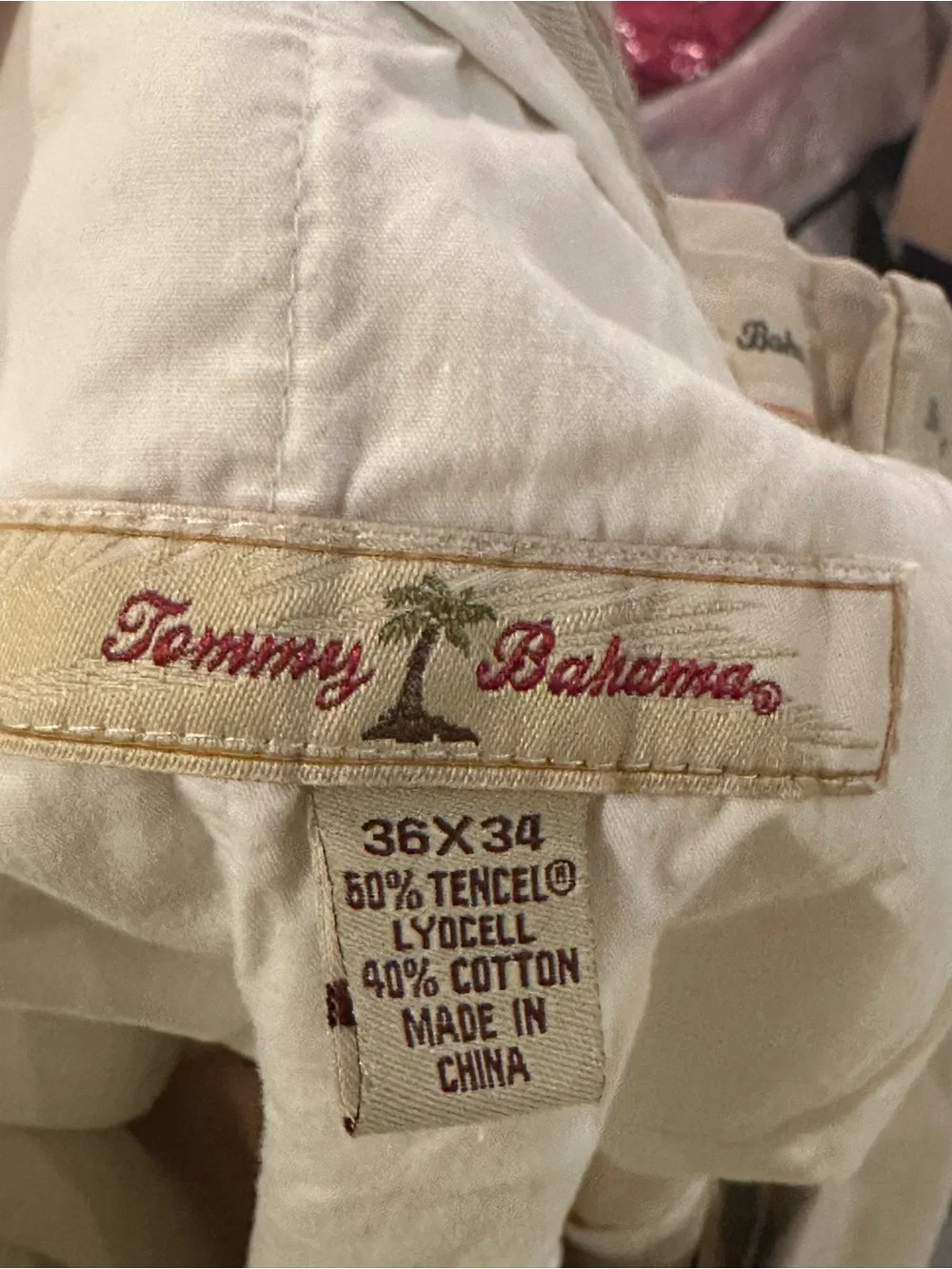 Tommy Bahama Relax Fit Pants Men’s 36x34 Ivory Cream Tencel Blend Casual